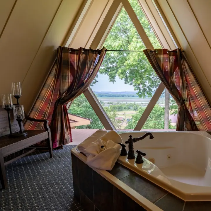 Goldmoor Inn's Chefs Quarters Suite overlooking the Mississippi River